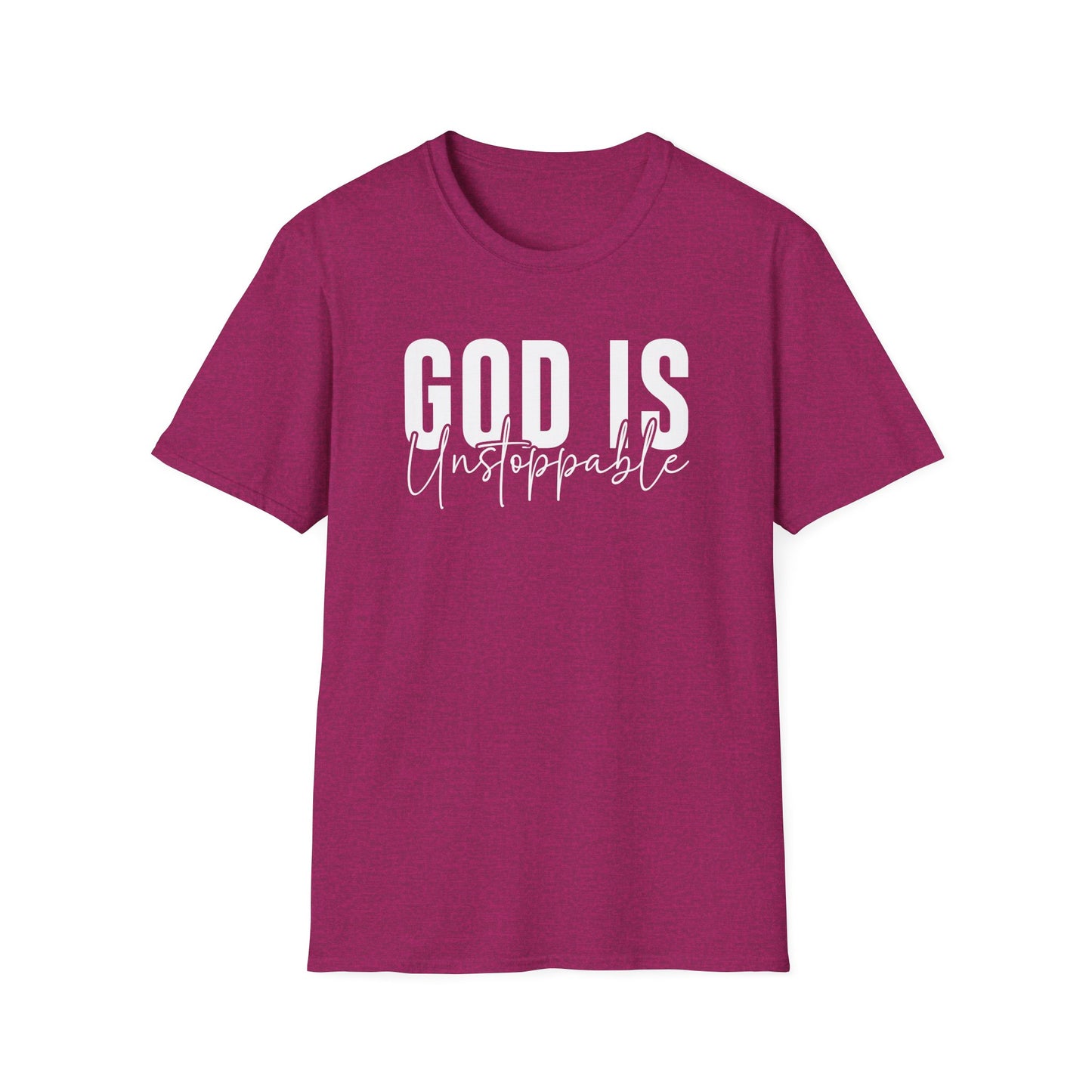 WOMENS God Is Unstoppable Unisex Softstyle T-Shirt - Inspirational Casual Tee for Faith, Church Events, Gift for Christian Friends, [...]